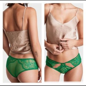 Victoria’s Secret Green Lace & Mesh Cutout Cheeky Panty Small